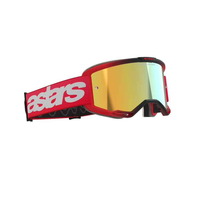 Alpinestars Vision 5 Blaze Red naočale za motocross sa zrcalnim zlatnim pleksiglasom