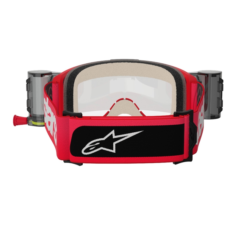 Naočale za motocross Alpinestars Vision 5 Blaze ROLL-OFF Wide Vision crvene s prozirnim pleksiglasom