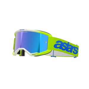 Motocross naočale Alpinestars Vision 5 Blaze fluo žuto-plave sa ogledalo plavim pleksiglasom