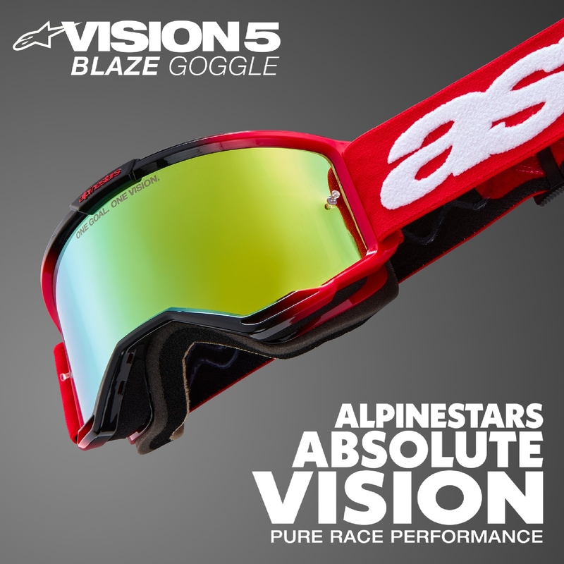 Motocross naočale Alpinestars Vision 5 Blaze fluo žuto-plave sa ogledalo plavim pleksiglasom