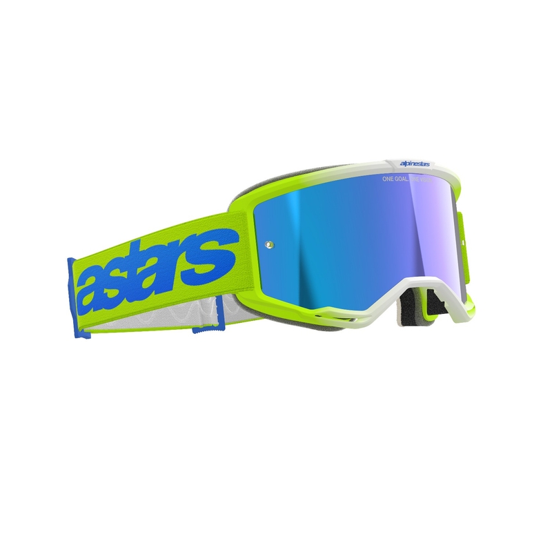 Motocross naočale Alpinestars Vision 5 Blaze fluo žuto-plave sa ogledalo plavim pleksiglasom