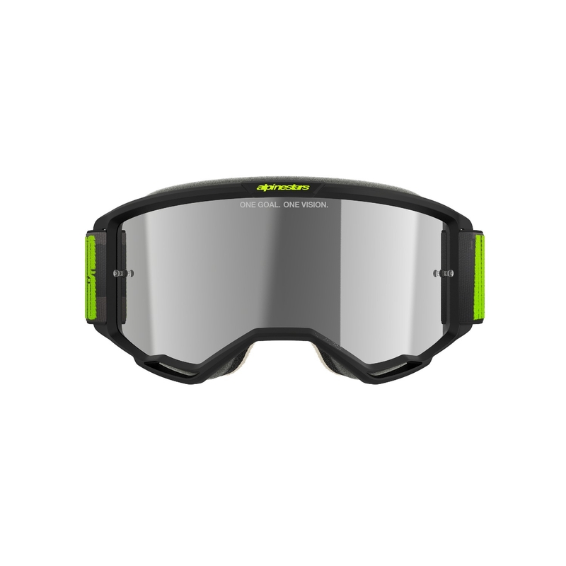 Motocross naočale Alpinestars Vision 5 Hollow sivo-fluo žute sa zrcalno srebrnim pleksiglasom