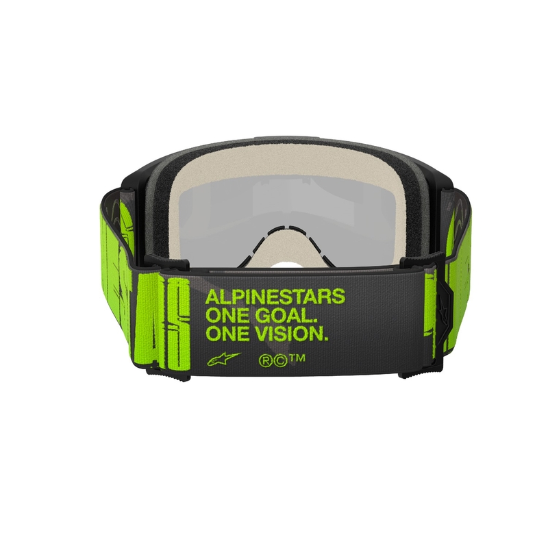 Motocross naočale Alpinestars Vision 5 Hollow sivo-fluo žute sa zrcalno srebrnim pleksiglasom