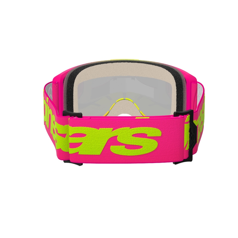 Alpinestars Vision 5 Wordmark naočale za motocross ružičasto-fluo žute s zrcalnim crvenim pleksiglasom