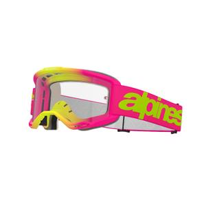 Naočale za motocross Alpinestars Vision 5 Wordmark pink-fluo yellow s prozirnim pleksiglasom