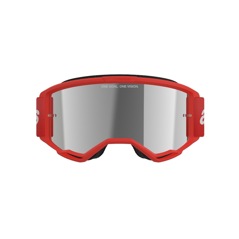 Alpinestars Vision 3 Wordmark crvene motocross naočale sa srebrnim pleksiglasom