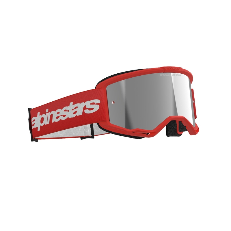 Alpinestars Vision 3 Wordmark crvene motocross naočale sa srebrnim pleksiglasom