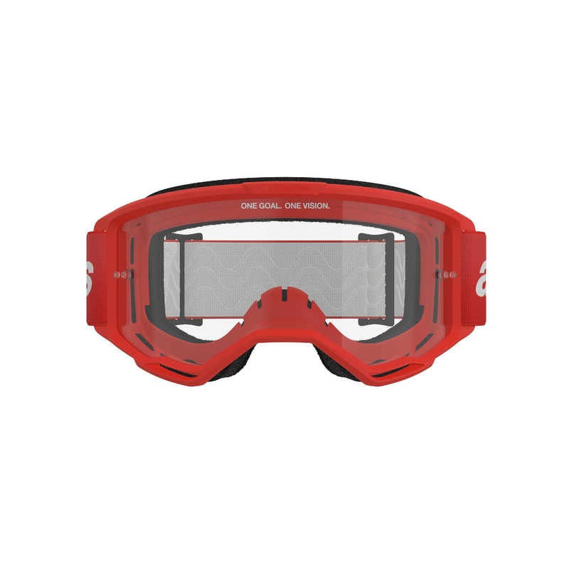 Alpinestars Vision 3 Wordmark crvene motocross naočale s prozirnim pleksiglasom