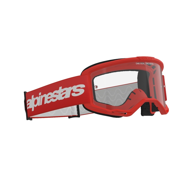 Alpinestars Vision 3 Wordmark crvene motocross naočale s prozirnim pleksiglasom