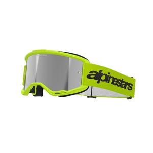 Naočale za motocross Alpinestars Vision 3 Wordmark fluo žute s reflektirajućim srebrnim pleksiglasom