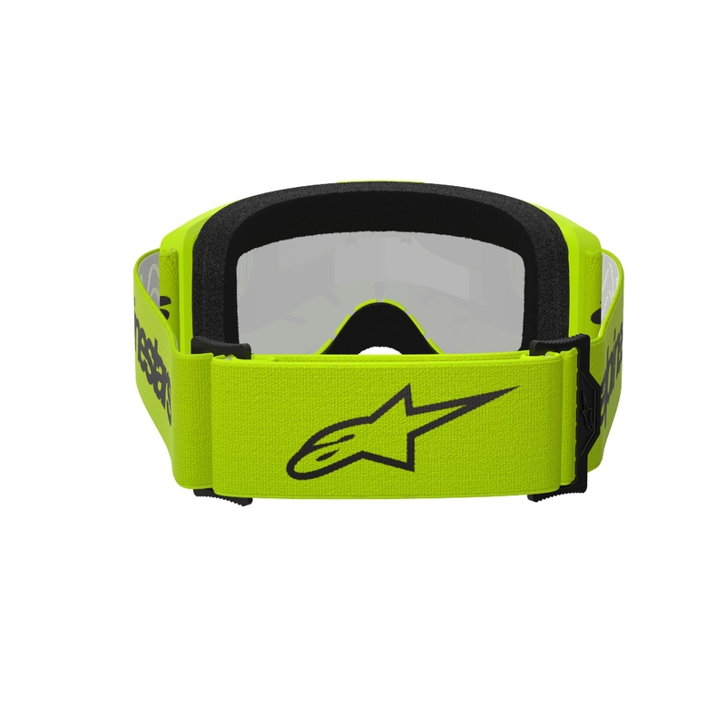 Naočale za motocross Alpinestars Vision 3 Wordmark fluo žute s reflektirajućim srebrnim pleksiglasom