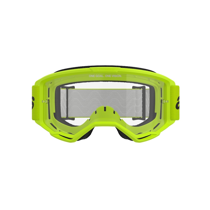 Naočale za motocross Alpinestars Vision 3 Wordmark fluo žute s prozirnim pleksiglasom