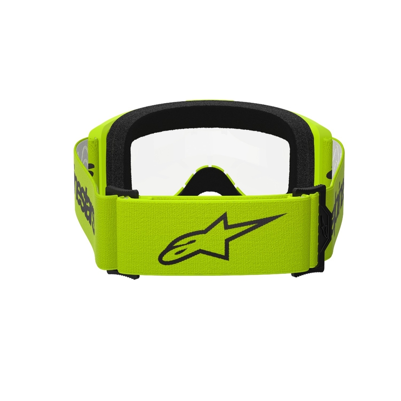 Naočale za motocross Alpinestars Vision 3 Wordmark fluo žute s prozirnim pleksiglasom