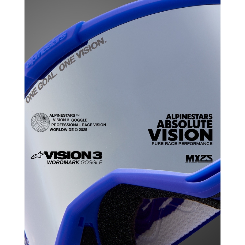 Alpinestars Vision 3 Wordmark plave motocross naočale sa zrcalnom srebrnom lećom
