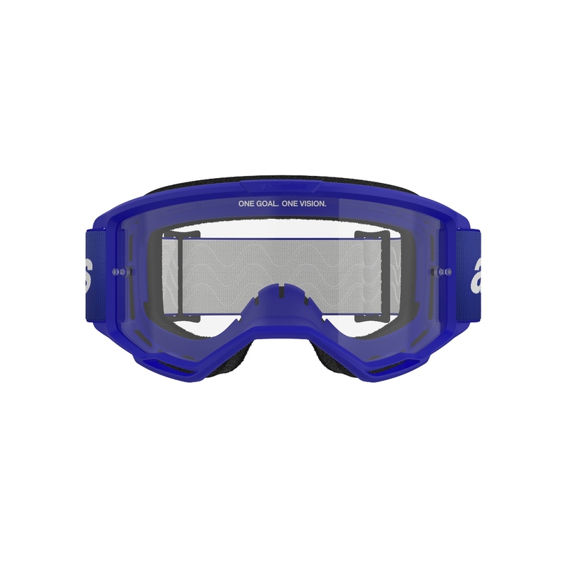 Alpinestars Vision 3 Wordmark plave motocross naočale s prozirnim pleksiglasom