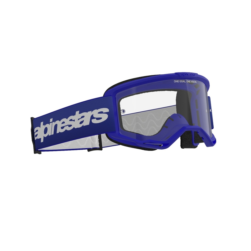 Alpinestars Vision 3 Wordmark plave motocross naočale s prozirnim pleksiglasom