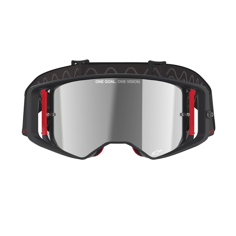 Alpinestars Supertech Corp Motocross naočale crno-crvene sa zrcalnom srebrnom lećom