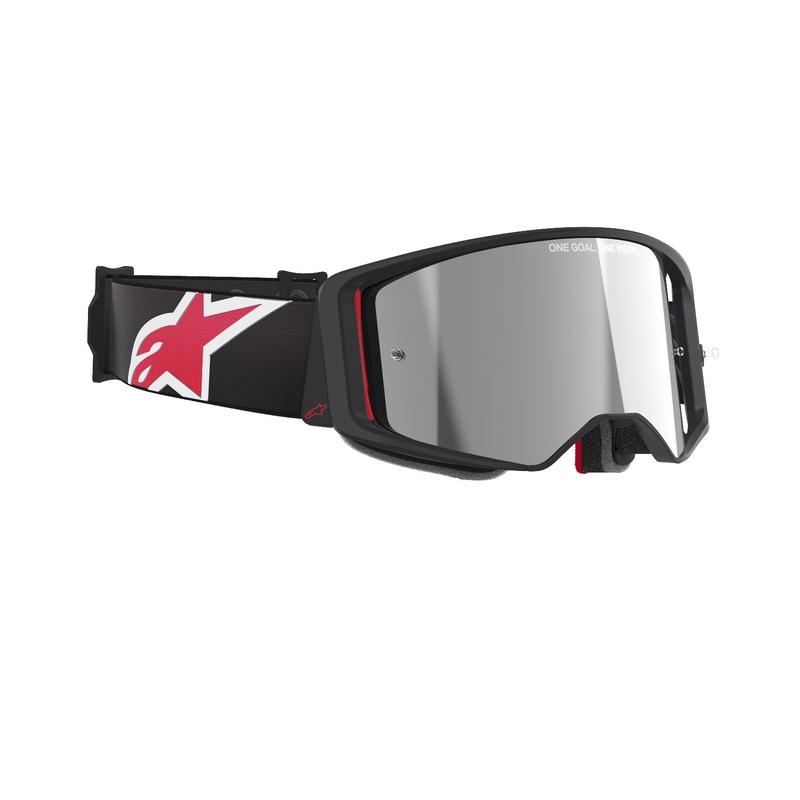 Alpinestars Supertech Corp Motocross naočale crno-crvene sa zrcalnom srebrnom lećom
