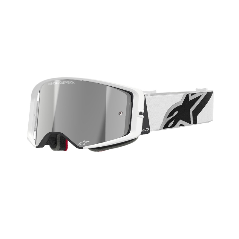 Bijele naočale za motocros Alpinestars Supertech Corp sa zrcalnim srebrnim staklima