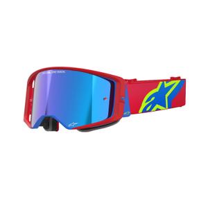 Crveno-plave naočale za motocros Alpinestars Supertech Corp sa zrcalnom srebrnom lećom