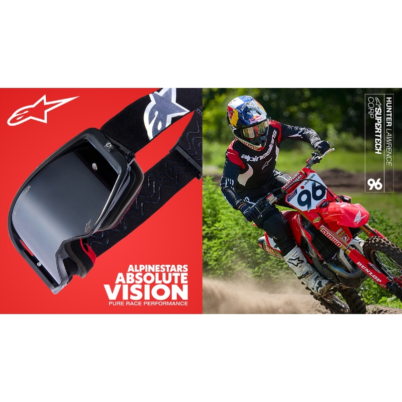 Crveno-plave naočale za motocros Alpinestars Supertech Corp sa zrcalnom srebrnom lećom