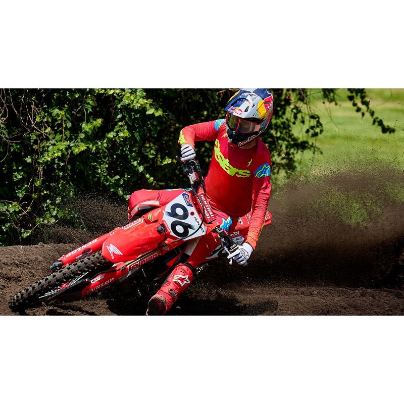 Crveno-plave naočale za motocros Alpinestars Supertech Corp sa zrcalnom srebrnom lećom