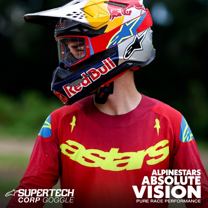 Alpinestars Supertech Corp motocross naočale plavo-narančaste s prozirnim staklima