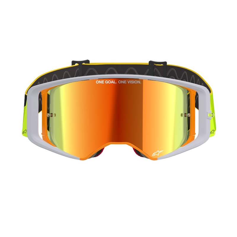 Motocross naočale Alpinestars Supertech Corp fluo žuto-sive sa zrcalno crvenim staklima