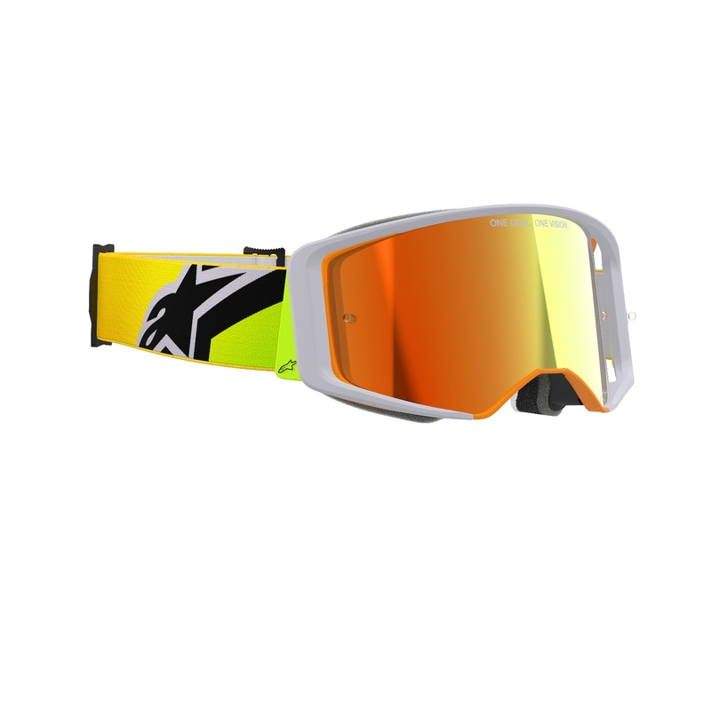 Motocross naočale Alpinestars Supertech Corp fluo žuto-sive sa zrcalno crvenim staklima