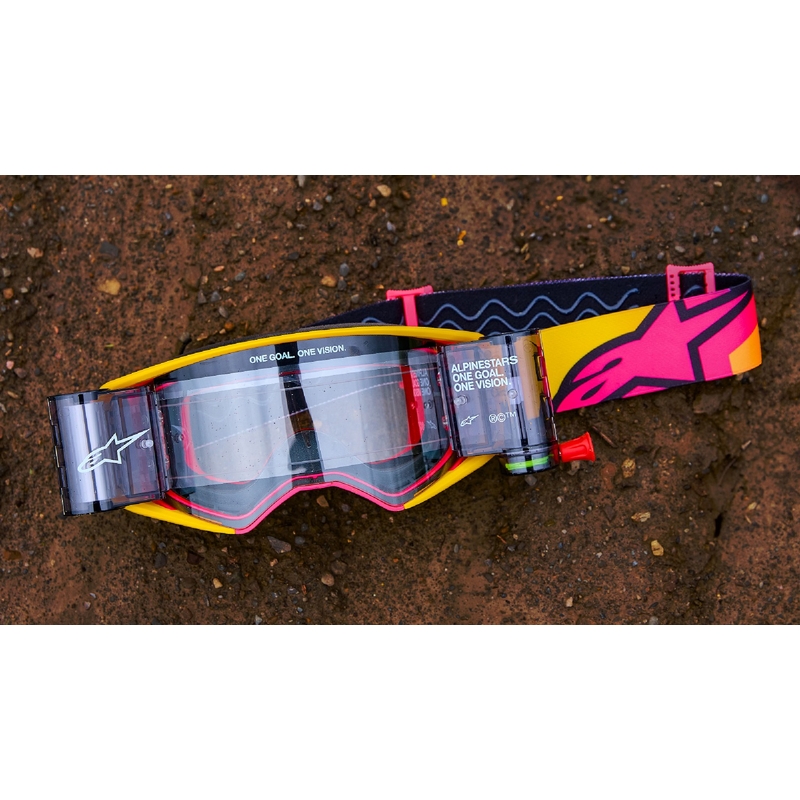 Alpinestars Supertech Corp motocross naočale žuto-ružičaste boje sa zrcalnim crvenim staklima
