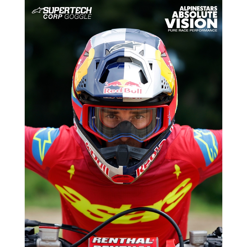 Alpinestars Supertech Corp motocross naočale žuto-ružičaste boje sa zrcalnim crvenim staklima