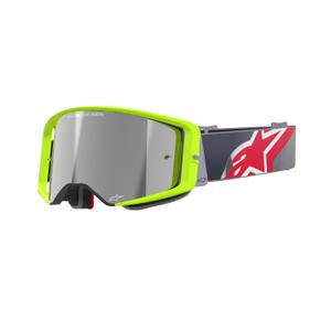 Motocross naočale Alpinestars Supertech Corp fluo žuto-crvene sa zrcalno srebrnom lećom