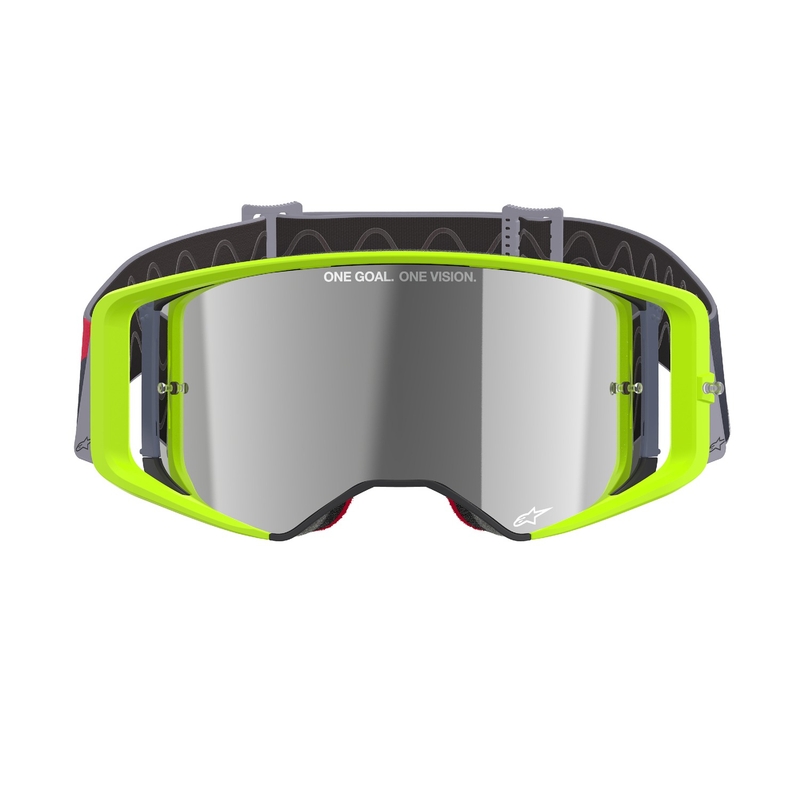 Motocross naočale Alpinestars Supertech Corp fluo žuto-crvene sa zrcalno srebrnom lećom