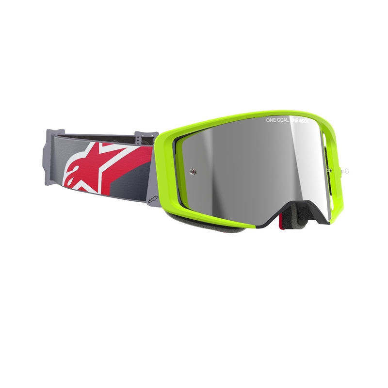 Motocross naočale Alpinestars Supertech Corp fluo žuto-crvene sa zrcalno srebrnom lećom