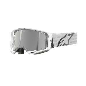 Bijele motocross naočale Alpinestars Vision 8 Corp sa zrcalnim srebrnim staklima