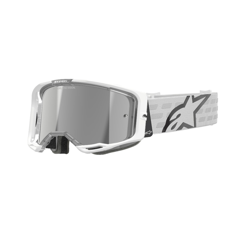 Bijele motocross naočale Alpinestars Vision 8 Corp sa zrcalnim srebrnim staklima