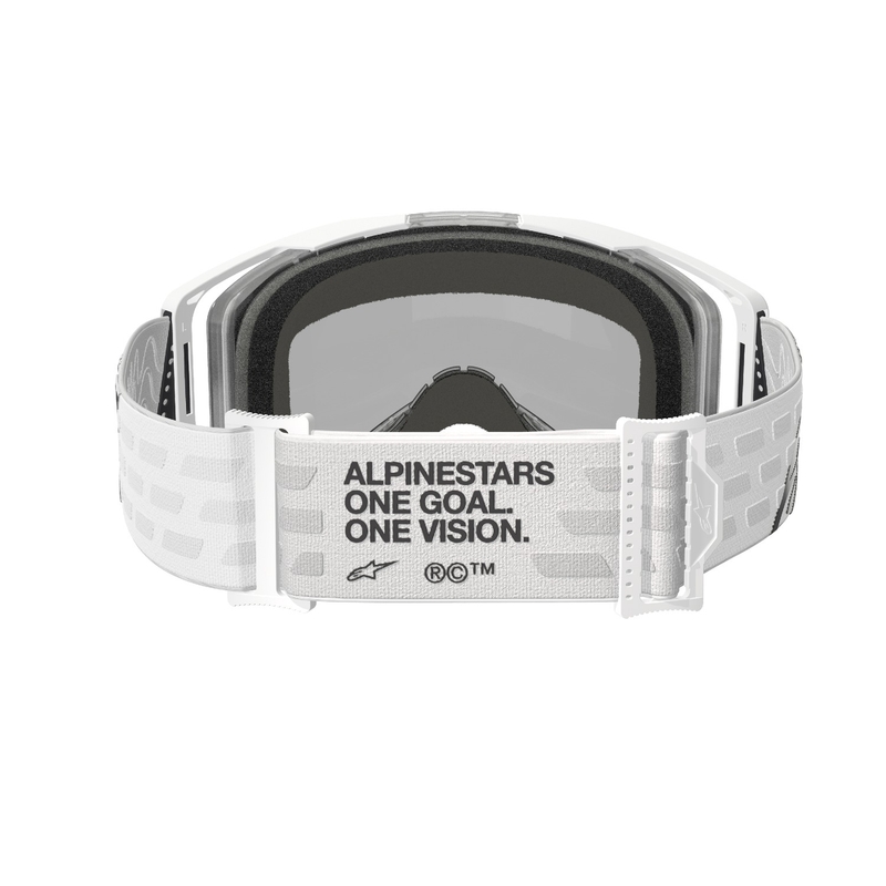 Bijele motocross naočale Alpinestars Vision 8 Corp sa zrcalnim srebrnim staklima