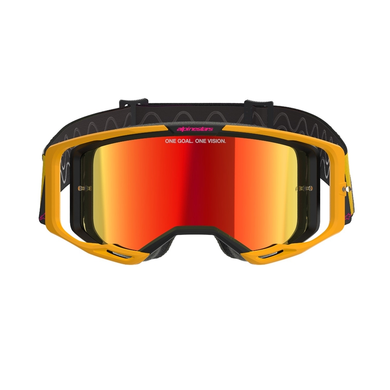 Alpinestars Vision 8 Corp motocross naočale žuto-ružičaste boje sa zrcalnom crvenom lećom