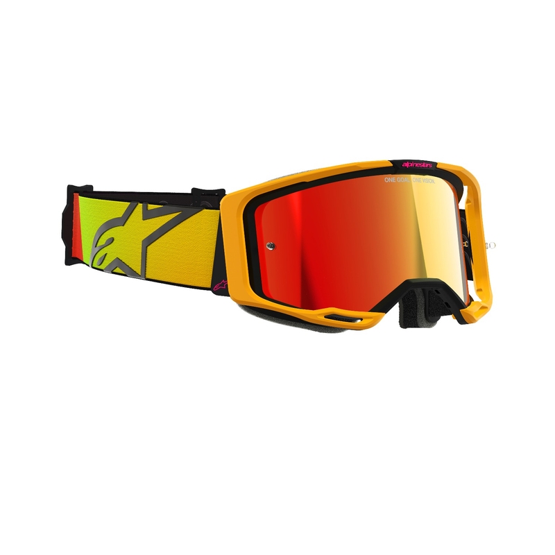 Alpinestars Vision 8 Corp motocross naočale žuto-ružičaste boje sa zrcalnom crvenom lećom