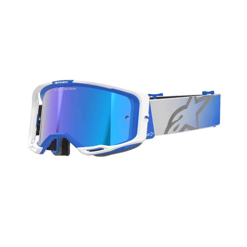 Alpinestars Vision 8 Corp naočale za motocross plavo-bijele s zrcalnom plavom lećom
