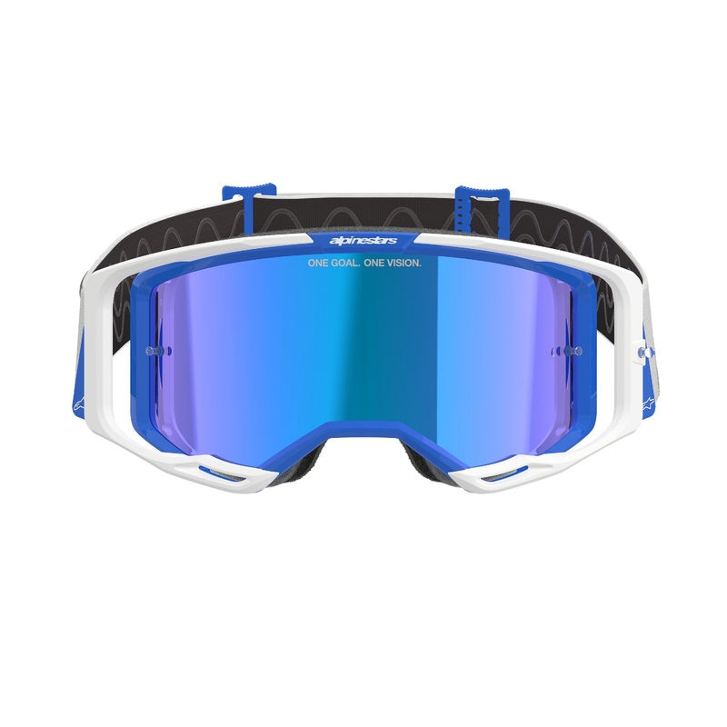 Alpinestars Vision 8 Corp naočale za motocross plavo-bijele s zrcalnom plavom lećom