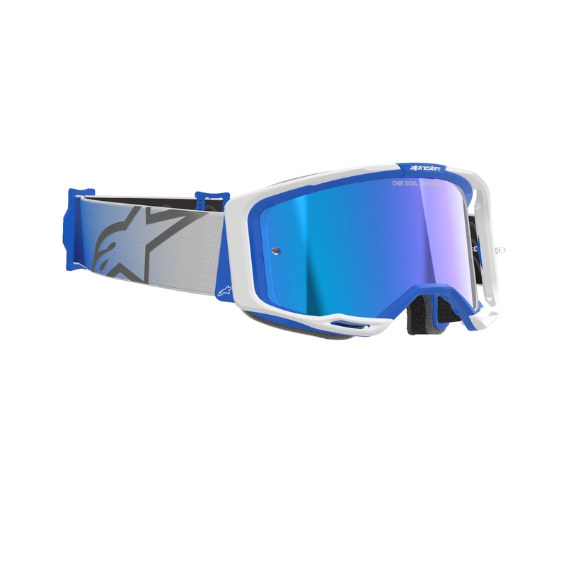 Alpinestars Vision 8 Corp naočale za motocross plavo-bijele s zrcalnom plavom lećom