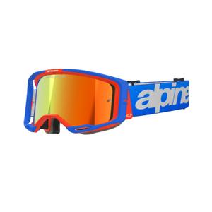Naočale za motocross Alpinestars Vision 8 Wordmark plavo-narančaste sa zrcalno crvenom lećom