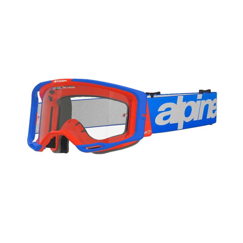 Motocross naočale Alpinestars Vision 8 Wordmark plavo-narančaste s prozirnim staklima rasprodaja