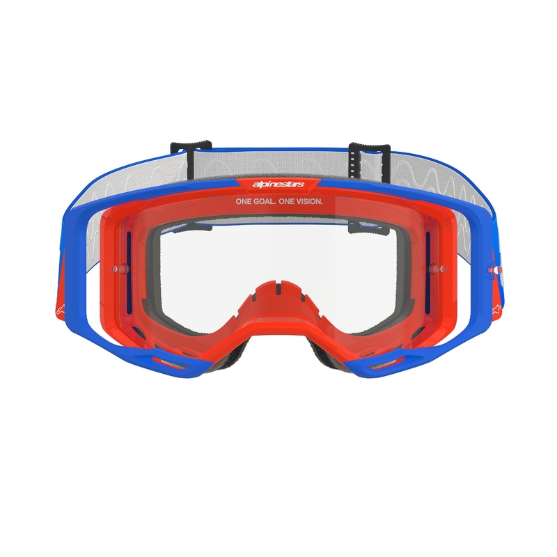 Motocross naočale Alpinestars Vision 8 Wordmark plavo-narančaste s prozirnim staklima rasprodaja