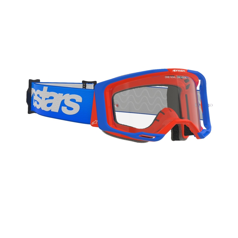 Motocross naočale Alpinestars Vision 8 Wordmark plavo-narančaste s prozirnim staklima rasprodaja