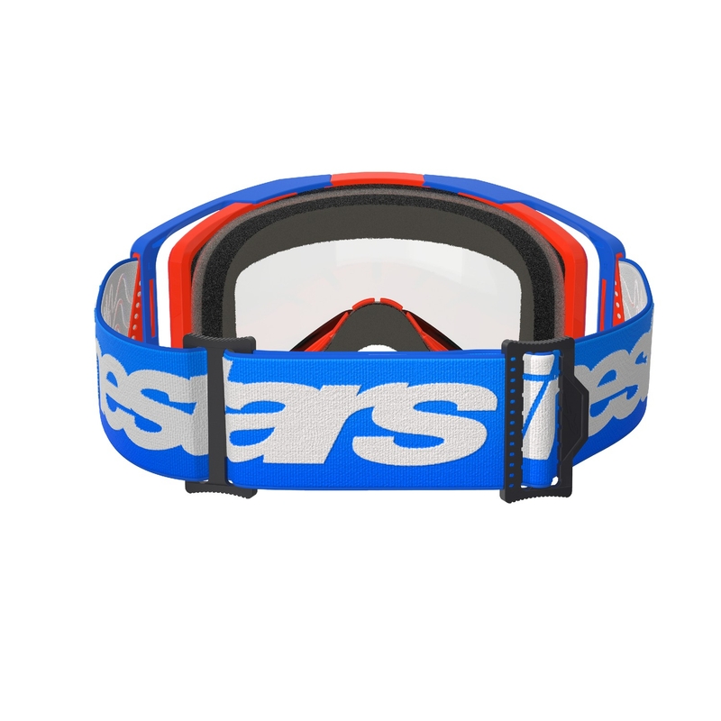 Alpinestars Vision 8 Wordmark plavo-narančaste motocros naočale s dvostrukom prozirnom lećom protiv zamagljivanja