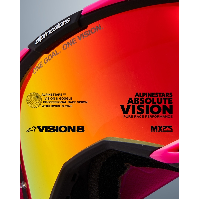 Alpinestars Vision 8 Wordmark plavo-narančaste motocros naočale s dvostrukom prozirnom lećom protiv zamagljivanja