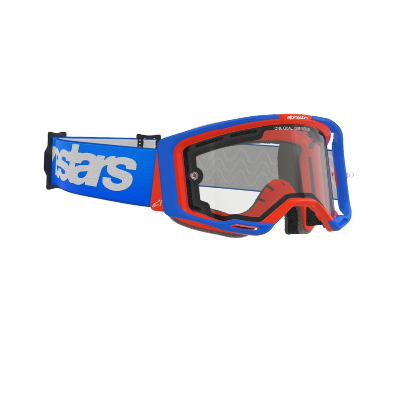 Alpinestars Vision 8 Wordmark plavo-narančaste motocros naočale s dvostrukom prozirnom lećom protiv zamagljivanja