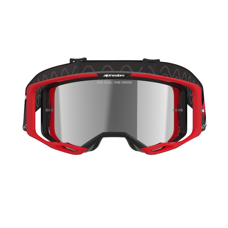Alpinestars Vision 8 Luar crveno-crne motocross naočale sa zrcalnom srebrnom lećom
